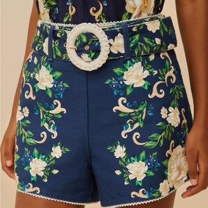 Farm Rio: Navy Blue Flower Tapestry Shorts